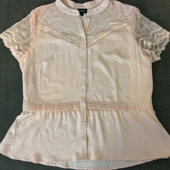 Who What Wear Fitted Pink Lace Sleeve Blouse XL - Picture 2 of 6